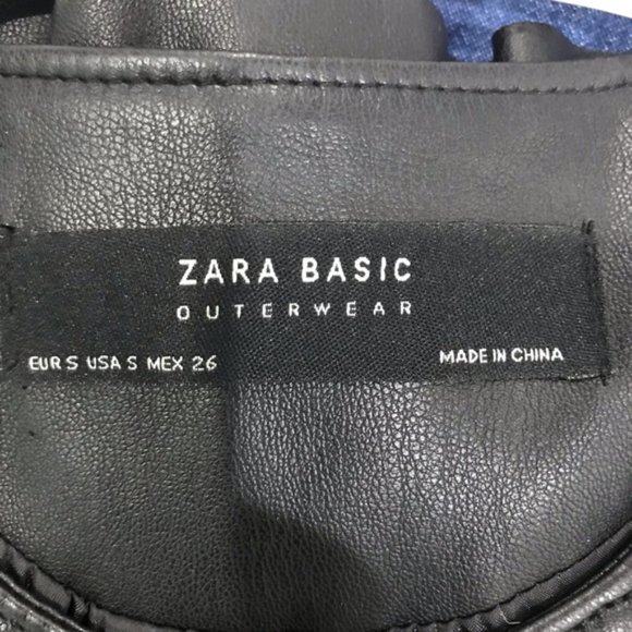 zara basic • cropped faux leather jacket • small - Picture 5 of 7